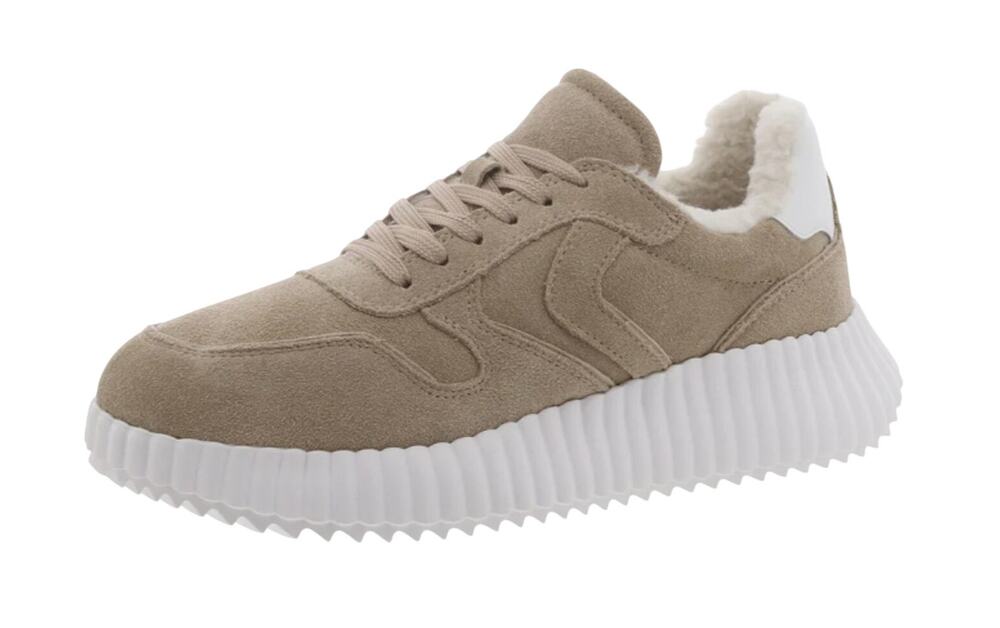 Steve Madden Womens Shereen-Fur Lined Sneakers US 8.5 M EU 39 Tan Grey Suede NIB